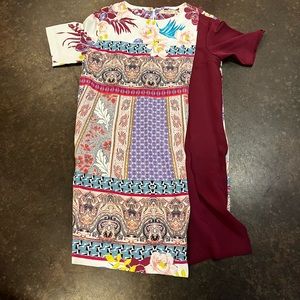 Etro multi pattern silk dress 44 M